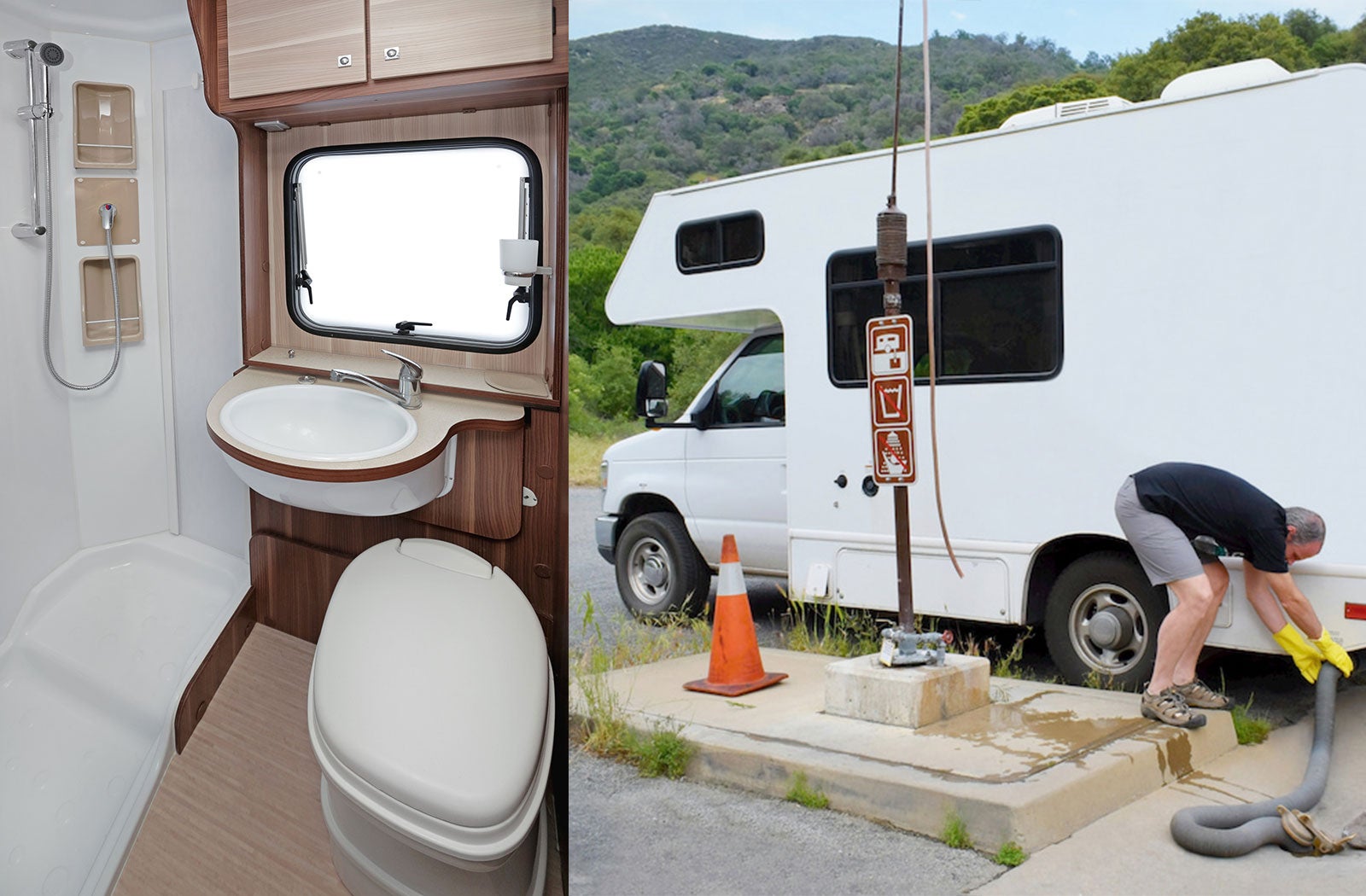 Portable RV/camper toilet and holding tank setup in Panama City, Florida