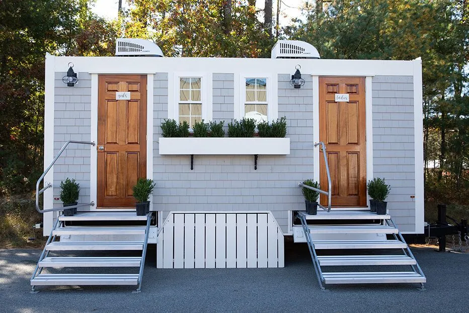 Wedding restroom units discretely staged at a venue in Panama City, Florida